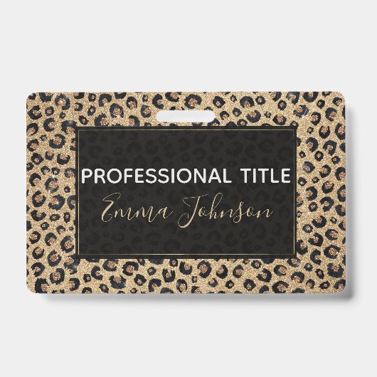 Badge Elegant Gold Glitter Black Leopard (Avant)