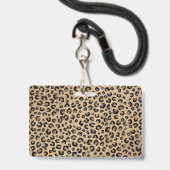 Badge Elegant Gold Glitter Black Leopard (Arrière avec lanière)