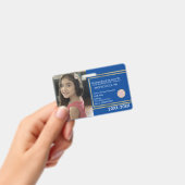 Badge Élégant Homeschooling School ID Blue Gold Logo (Handheld)