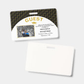 Badge Élégant Invité Diplômé Or Noir (Avant & arrière)