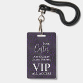 Badge Élégant Léopard noir violet VIP All Access Pass (Avant avec lanière)