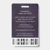 Badge Élégant Léopard noir violet VIP All Access Pass (Arrière)