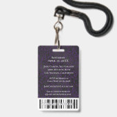 Badge Élégant Léopard noir violet VIP All Access Pass (Arrière avec lanière)