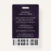 Badge Élégant Léopard noir violet VIP All Access Pass (Dos)