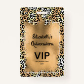 Badge Elégant Leopard Quinceañera Invitation VIP Pass (Devant)