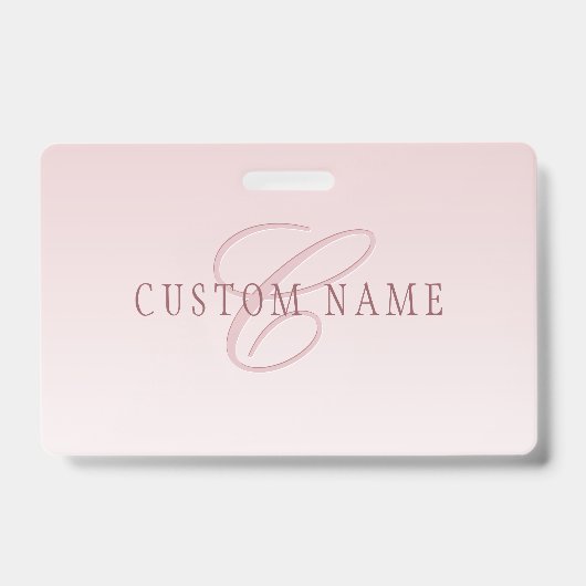 Badge Élégant lettrage et monogramme | Rose Ombre (Front)