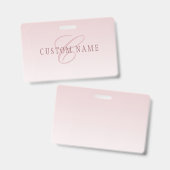 Badge Élégant lettrage et monogramme | Rose Ombre (Front & Back)