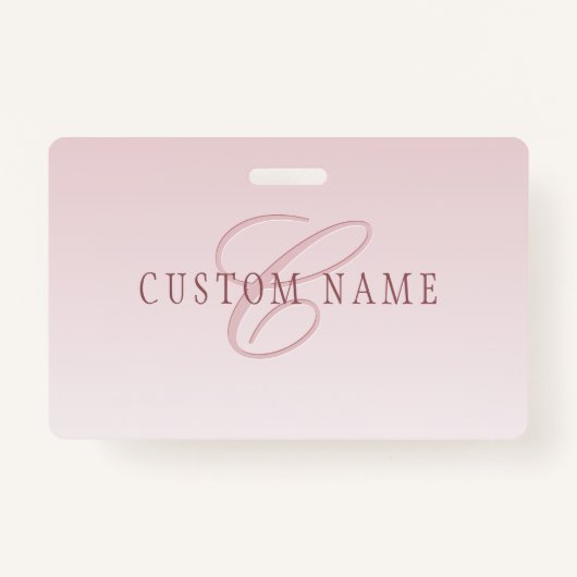Badge Élégant lettrage et monogramme | Rose Ombre (Devant)