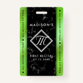 Badge Élégant Lime Green Foil Black Marble VIP Event (Devant)