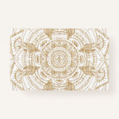 Badge Elégant Mandala Blanc & Or Dessiné À La Main (Dos)