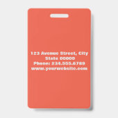 Badge Elégant, minimaliste bleu orange (Arrière)