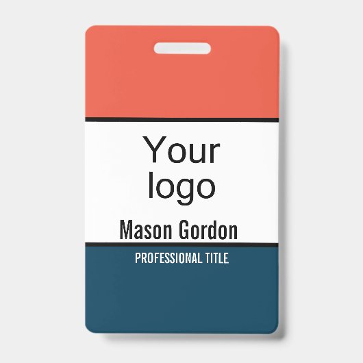 Badge Elégant, minimaliste bleu orange (Avant)