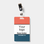 Badge Elégant, minimaliste bleu orange (Avant avec clip)