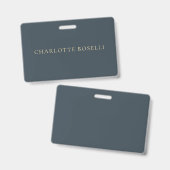 Badge Élégant Minimaliste Classique Charbon Professionne (Avant & arrière)