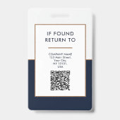 Badge Elegant Navy Blue Business Name Modèle photo de ba (Back)