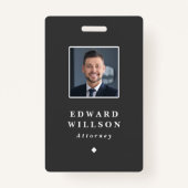 Badge Élégant noir minimaliste ID Barcode Business (Devant)