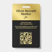 Badge Élégant Noir & Or (Arrière)