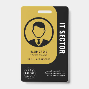 Badge élégant or et noir pour professionnels de l'