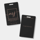 Badge Elégant or Rose sur noir (Recto et verso)