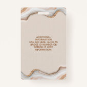 Badge Elégant Parties scintillant or marbre Agate Salon (Dos)