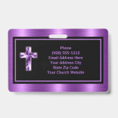 Badge Élégant Pasteur d'église noir violet (Arrière)