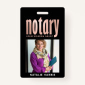 Badge Élégant Prêt Notaire Rose Photo Or  (Devant)