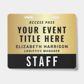 Badge Elegant QR Code Black Gold Event Access Pass ID (Avant)