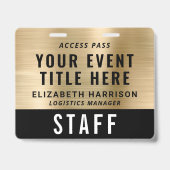 Badge Elegant QR Code Black Gold Event Access Pass ID (Avant)