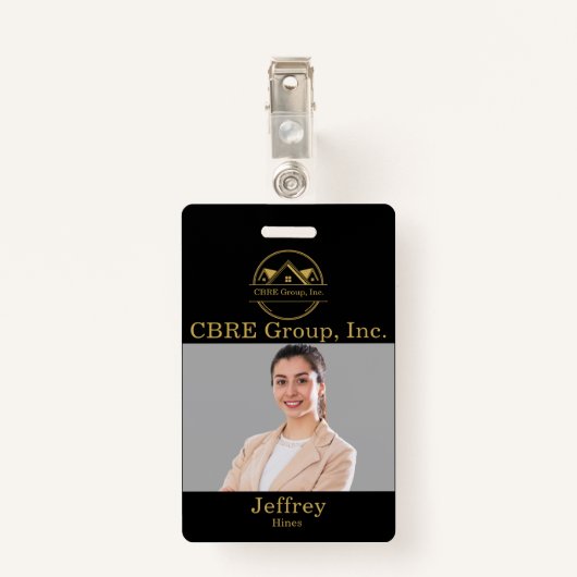 Badge Elegant Real Estate Black and gold custom logo (Dos avec clip)