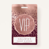 Badge Élégant Rose Bourgogne Gold Polka Dot Gradient (Devant)