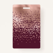 Badge Élégant Rose Bourgogne Gold Polka Dot Gradient (Dos)