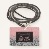 Badge Élégant Rose Gold Parties scintillant Empreinte de (Devant avec lanière)