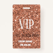 Badge Élégant Rose Gold Sparkle Parties scintillant VIP  (Devant)
