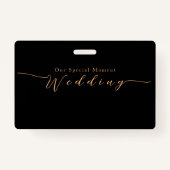 Badge Élégant Rose or noir (Dos)