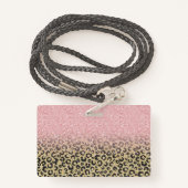 Badge Élégant Rose Parties scintillant or Empreinte de l (Derrière avec lanière)