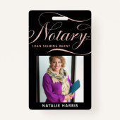 Badge Élégant Rose photo Gold Notaire Loan Agent (Devant)