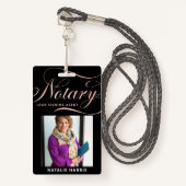 Badge Élégant Rose photo Gold Notaire Loan Agent (Devant avec lanière)