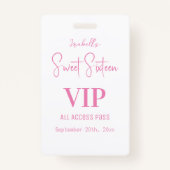 Badge Élégant Sweet sixteen de script blanc Invitation V (Devant)