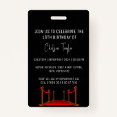 Badge Elégant tapis rouge Hollywood thème Sweet 16 VIP (Dos)