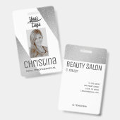 Badge Elégant Triangle gris argent moderne élégant (Avant & arrière)