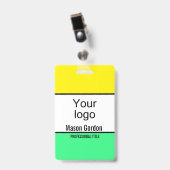 Badge Élégant vert citron minimaliste (Avant avec clip)