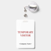 Badge élégant "VISITEUR TEMPORAIRE" (Arrière avec rétractable)