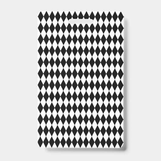 Badge Elegant White Black Harlequin Geometric Rhombuses (Avant)