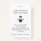 Badge Élégante Abeille De Miel Et Fermes De La Couronne  (Devant)