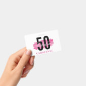 Badge Elégante Aquarelle rose 50e anniversaire (Manuel / portable)