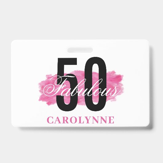 Badge Elégante Aquarelle rose 50e anniversaire (Avant)