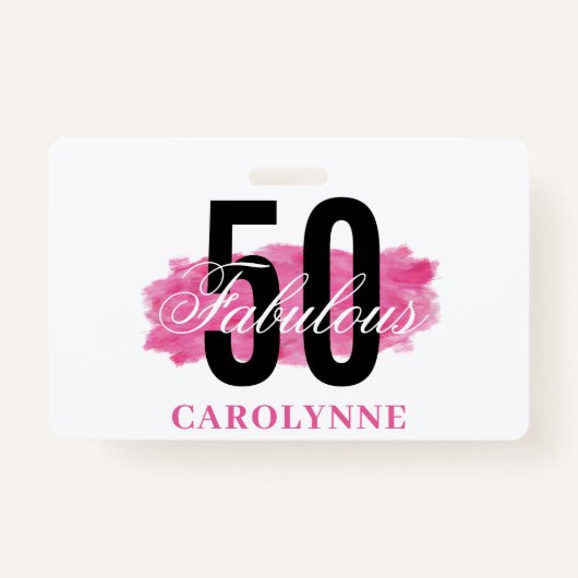 Badge Elégante Aquarelle rose 50e anniversaire (Devant)