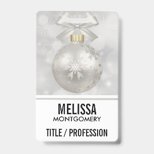 Badge Élégante boule de Noël en argent sur les lumières