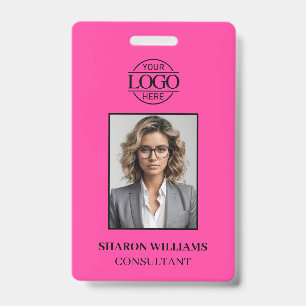 Badge Élégante carte d'identité professionnelle rose cla