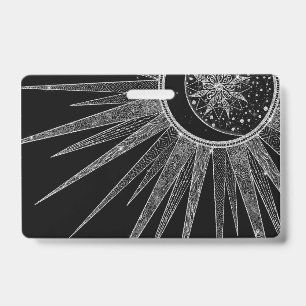 Badge Elégante conception en noir de la lune de soleil d
